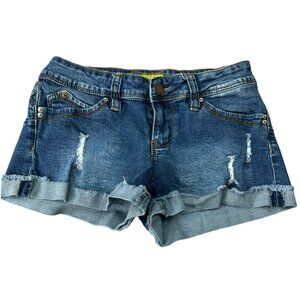 YMI Wanna Betta Butt Jr Women's Sz 5 Distressed Stretch Frayed Cuffed Hem Denim